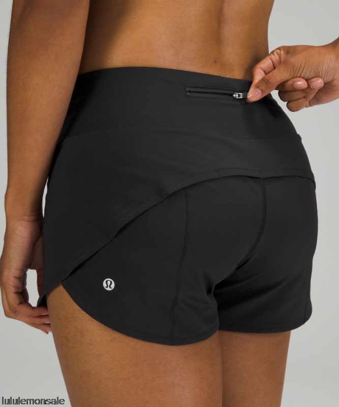 Lululemon Damen DELULU365 | Schwarz Beschleunigen Mittelhohe Gefütterte Kurze 4
